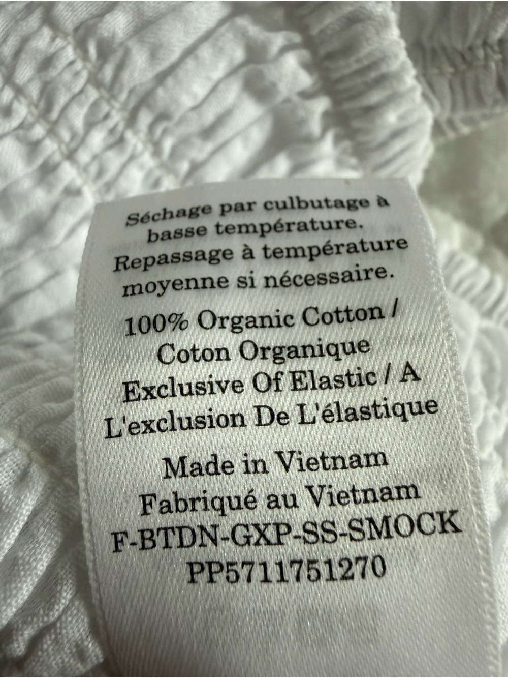Everlane xxs organic cotton Off-Shoulder Smocked Crop Top in White - Picture 4 of 5